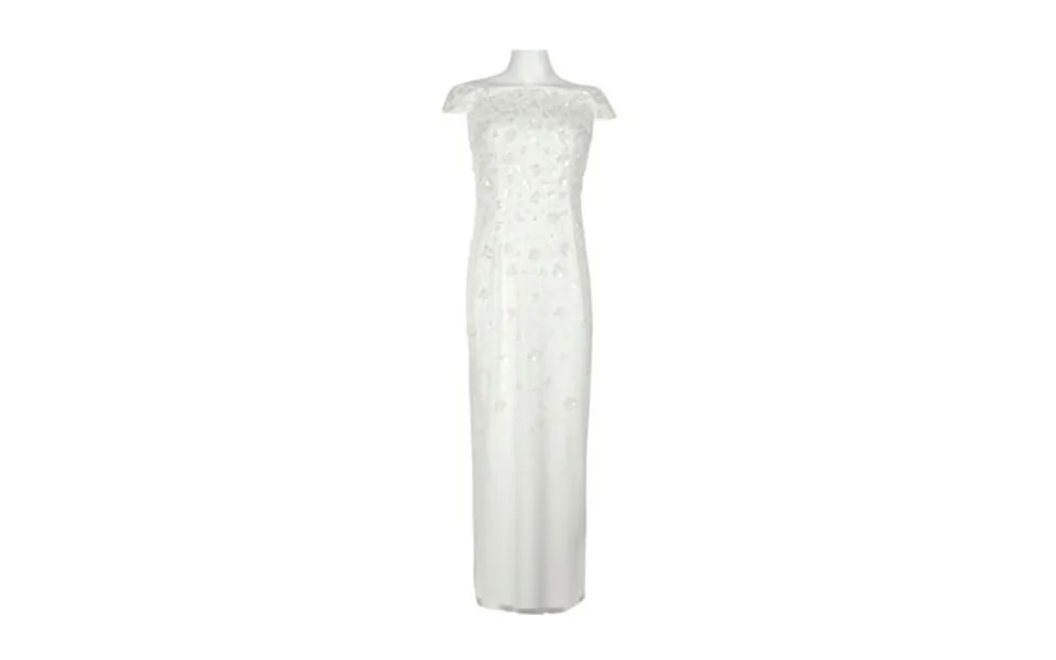 Adrianna Papell Off-shoulder Zipper Back Sequined Beaded Column Mesh Dress-ivory 4