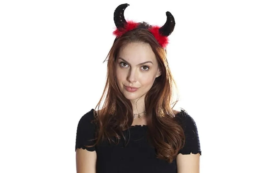 Adult Devil Horn Sequined And Feathery Headband Black Size One Size Kbw