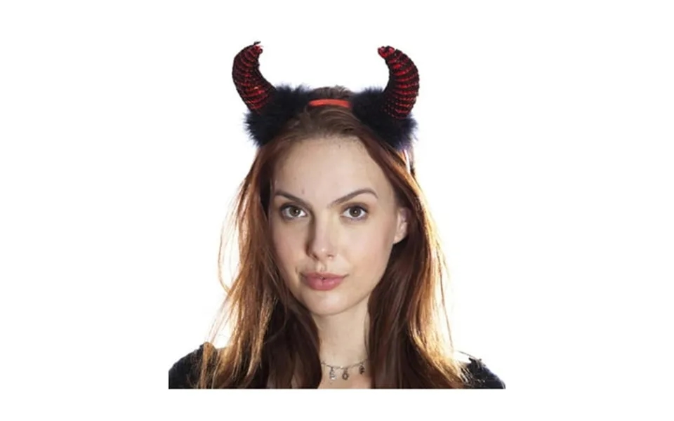 Adult Devil Horn Sequined And Feathery Headband Red Black Size One Size Kbw