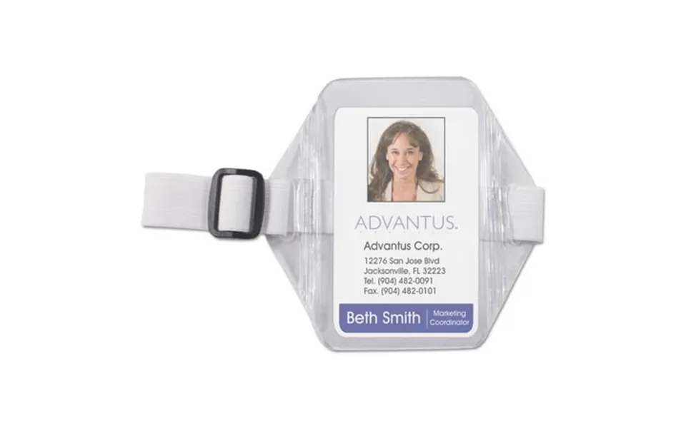 Advantus Vertical Arm Badge Holder 2 1 2 X 3 1 2 Clear White 12 Per Box 75649