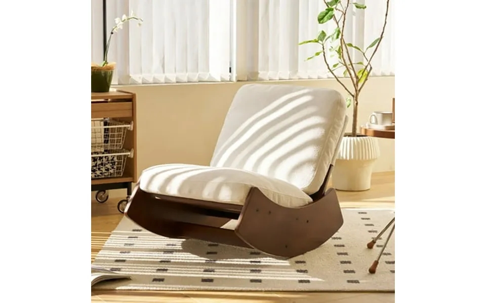Aenkyo Upholstered Glider Rocking Chair Solid Wood Frame Perfect For Multiple Settings Accent Reading Chair For Bedroom