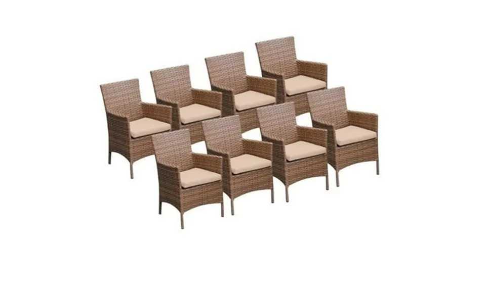 Afuera Living Wicker Patio Arm Dining Chairs In Wheat Set Of 8