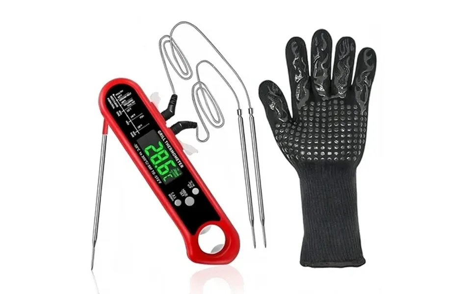 Agcan Digital Meat Thermometer With Dual Probe Instant Read Food Thermometers With Glove For Oven Grilling Cooking