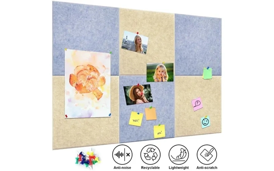 Agcan Felt Bulletin Board Large Felt Wall Tiles With 40 Push Pins Diy Thick Cork Board For Office Kitchen Classroom 12 X