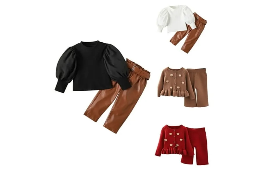 Ahuyic Toddler Kids Casual Fashion Outfits Autumns And Winter Solid Color Top And Pants Set For Kids Children S And Girl