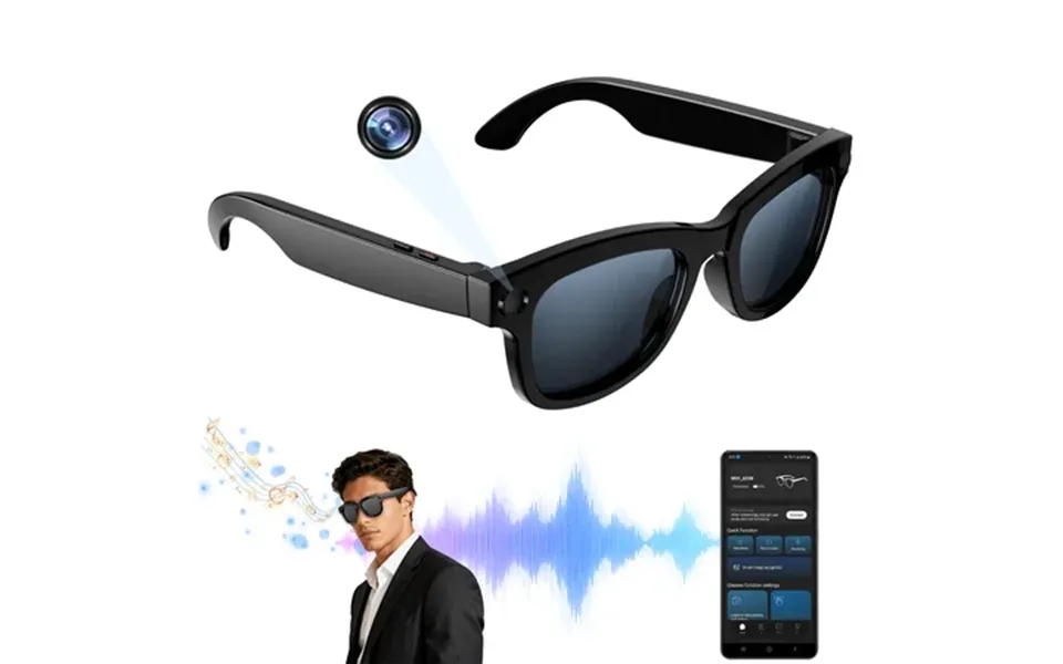 Ai Smart Glasses With Camera 1080p Video Recording Sunglasses Enc Noise Reduction Wireless Music & Calls Real Time Trans