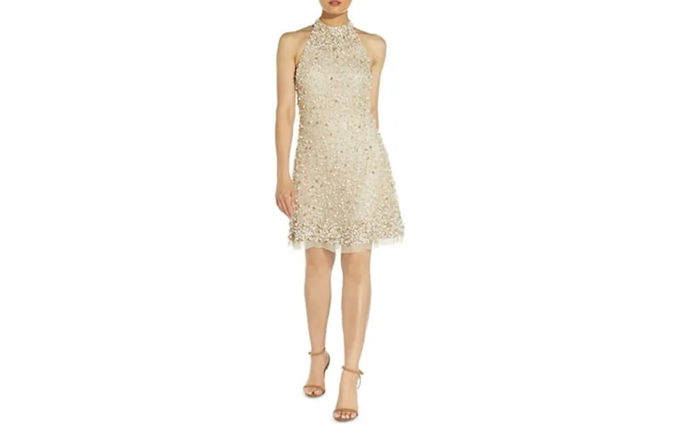 Aidan By Aidan Mattox Womens Beaded Halter Fit & Flare Dress