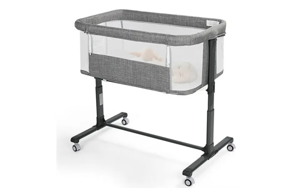 Aileekiss Baby Bassinet With Wheels Height Adjustable Newborn Bedside Sleeper For Baby Grey