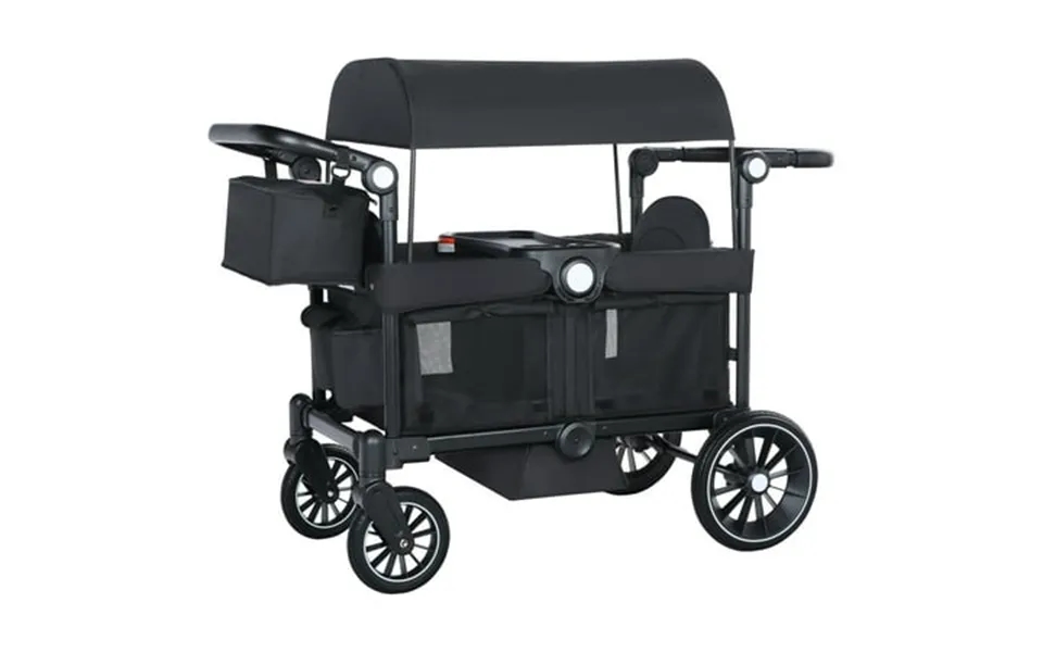 Aileekiss Collapsible Wagon Stroller For 2 Toddlers With Adjustable Canopy 44 Pounds Black