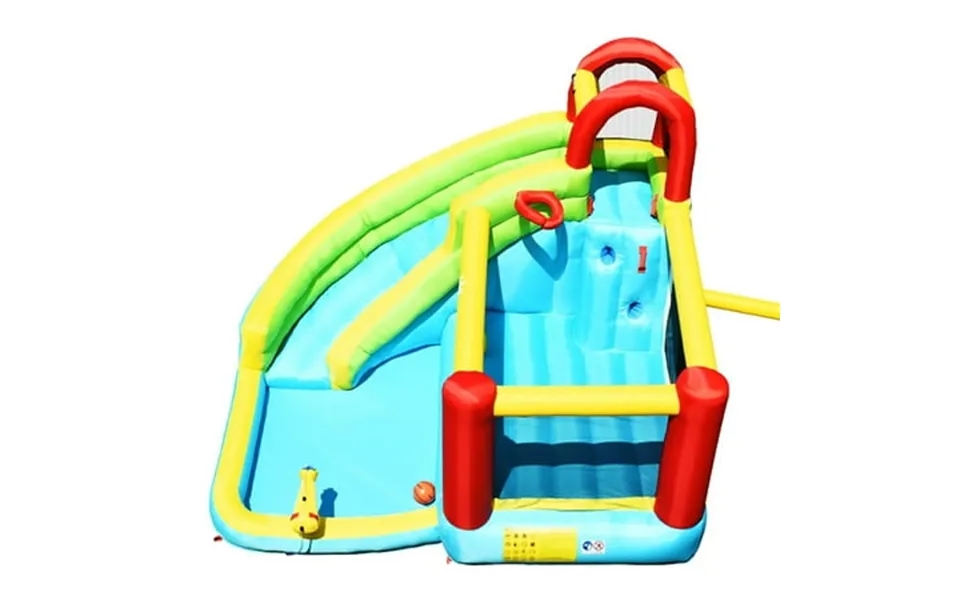 Aimee Lii 6-in-1 Inflatable Bounce House With Climbing Wall And Basketball Hoop Without Blower Playhouse For Kids Outdoo