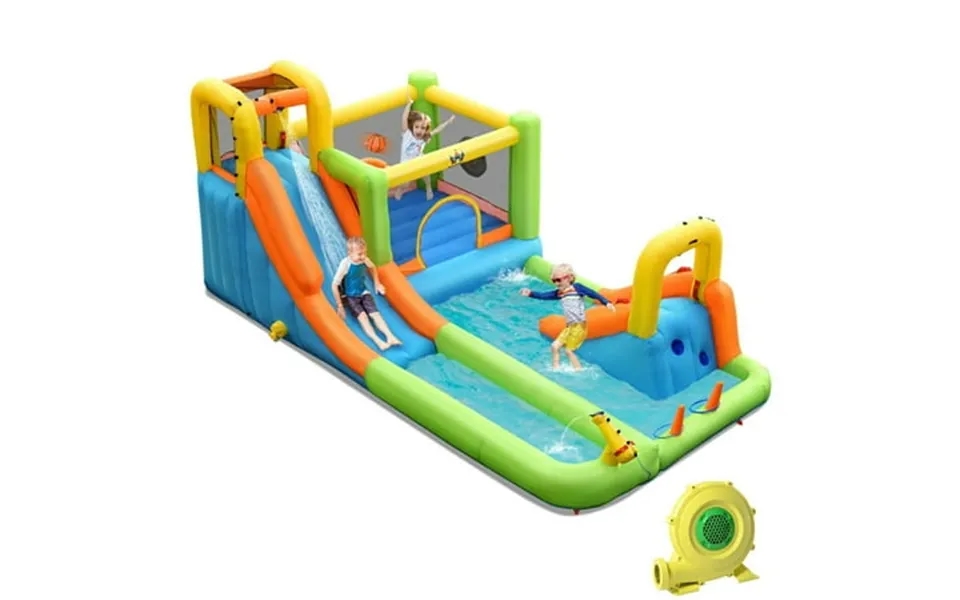 Aimee Lii 8-in-1 Inflatable Water Slide Bounce House With Splash Pool And 735w Blower Playhouse For Kids Outdoor