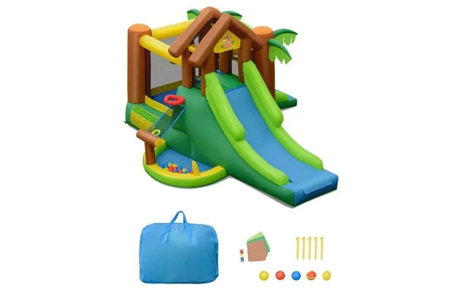 Aimee Lii Kids Inflatable Jungle Bounce House Castle Including Bag Without Blower Playhouse For Kids Outdoor