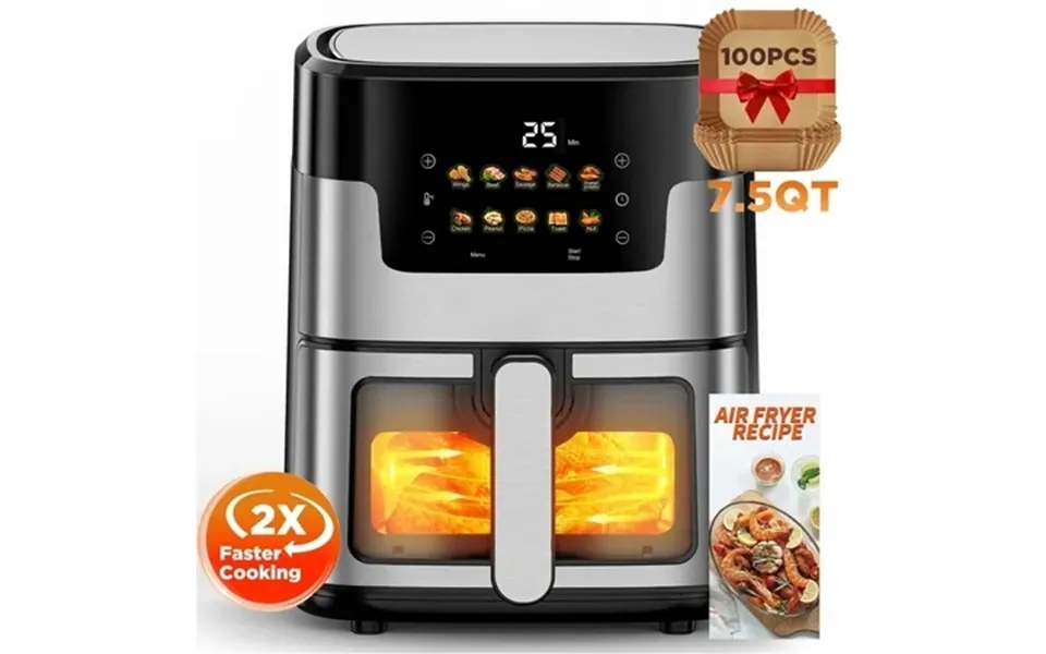 Air Fryer 7.5 Qt Large Capacity 10 In 1 Multifunctional Air Fryer Oven 10 Preset Cookings 95% Less Oil Digital Led Touch