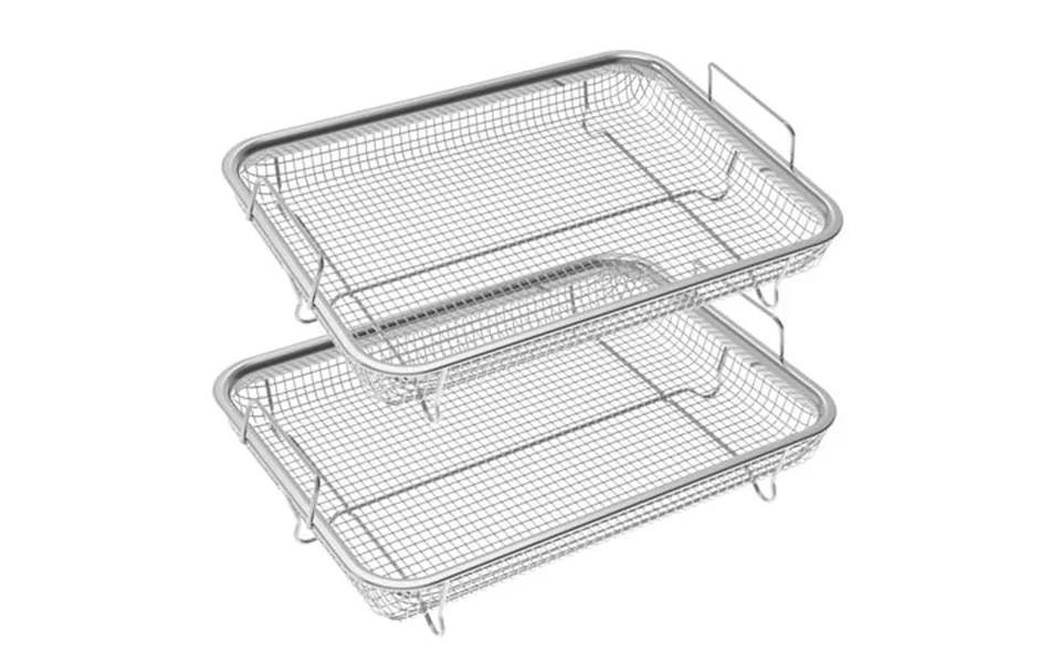 Air Fryer Basket For Oven 2 Piece Set Stainless Steel Grill Basket Non-stick Mesh Basket Set Air Fryer Tray Wire Rack Ro