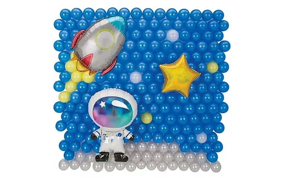 Air-filled Space Astronaut Rocket & Star Foil & Latex Balloon Backdrop Kit 6