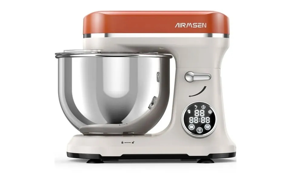 Airmsen 11-speed 5.5 Qt Stand Mixer With Led Touchscreen & Timer 3 In 1 Electric Mixer For Kitchen Beige And Orange