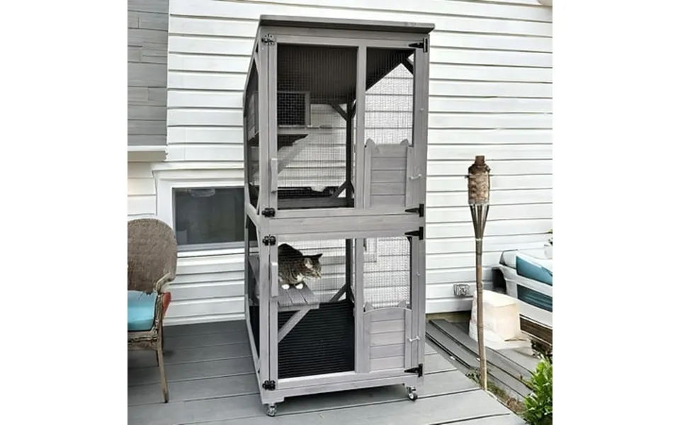 Aivituvin Catio Outdoor Cat Enclosure Window Cat House On Wheels Large Movable Cat Cages Indoor For Mulitiple Cats With