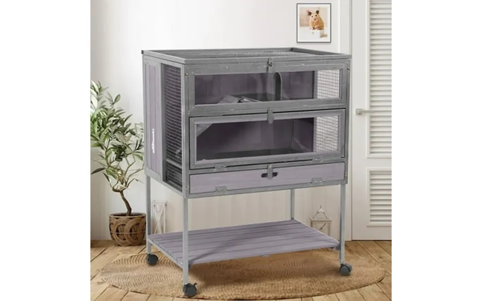 Aivituvin Hamster Cage Anti-chewing Frame Wooden Rat House Indoor Outdoor Use Small Critter Habitat