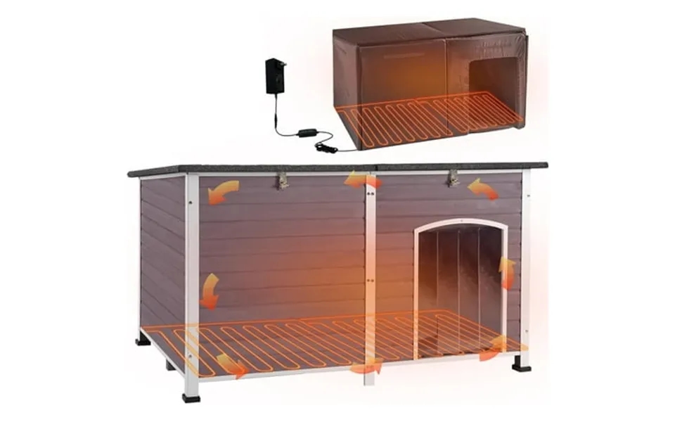 Aivituvin Heated Insulated Dog House Wooden Outdoor Dog Kennel For Winter 59 Extra Large