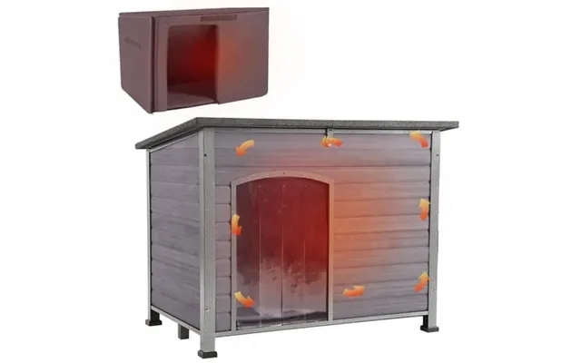 Aivituvin Insulated Dog House Outdoor 33.4in Tall With Liner Wood Dog Kennel Around Iron Frame product image