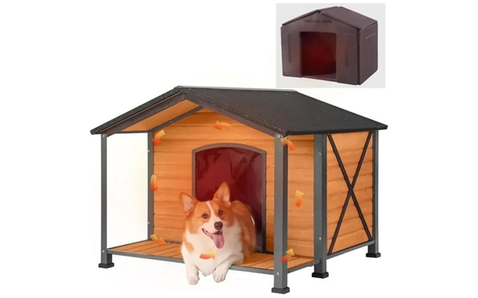 Aivituvin Insulated Dog House With Insulated Liner Anti-chewing Iron Frame 41