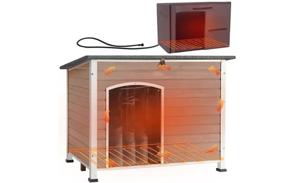 Aivituvin Insulated Heated Dog House With Insulated Liner & Heating Pad All-around Iron Frame Large Outdoor Dog House Fo