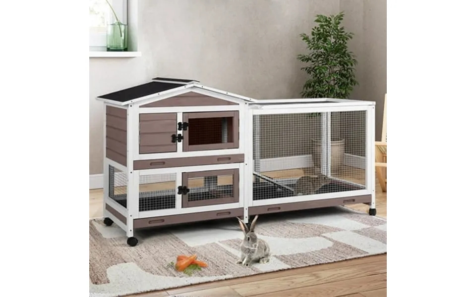 Aivituvin Rabbit Cage Indoor Rabbit Hutch With Matel Frame And Pull Out Tray Bunny Hutch Chicken Coop With Run