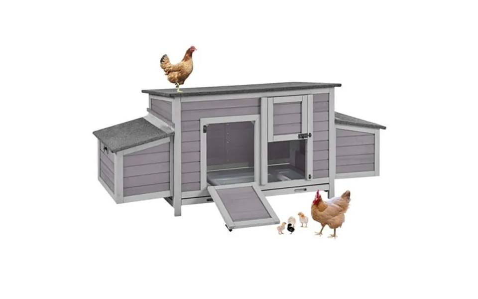 Aivituvin Wooden Chicken Coop Large Chicken House Outdoor For Duck Quail Hen Cage With 2 Nesting Boxes
