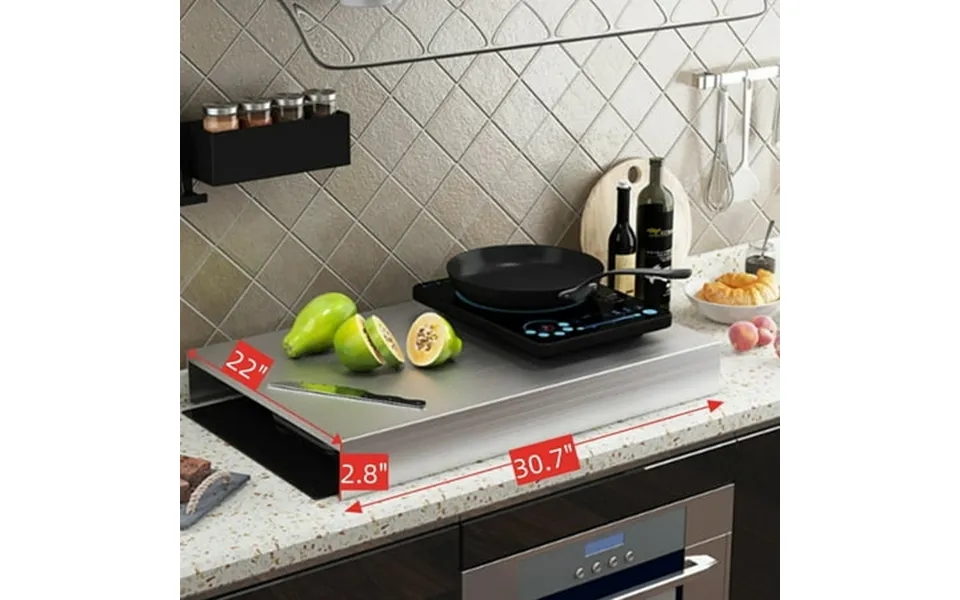 Aiwfl Stainless Steel Stove Top Cover 30.7 X 22 Large Size Noodle Board For Gas Electric Stoves Comes With Non-slip Pad