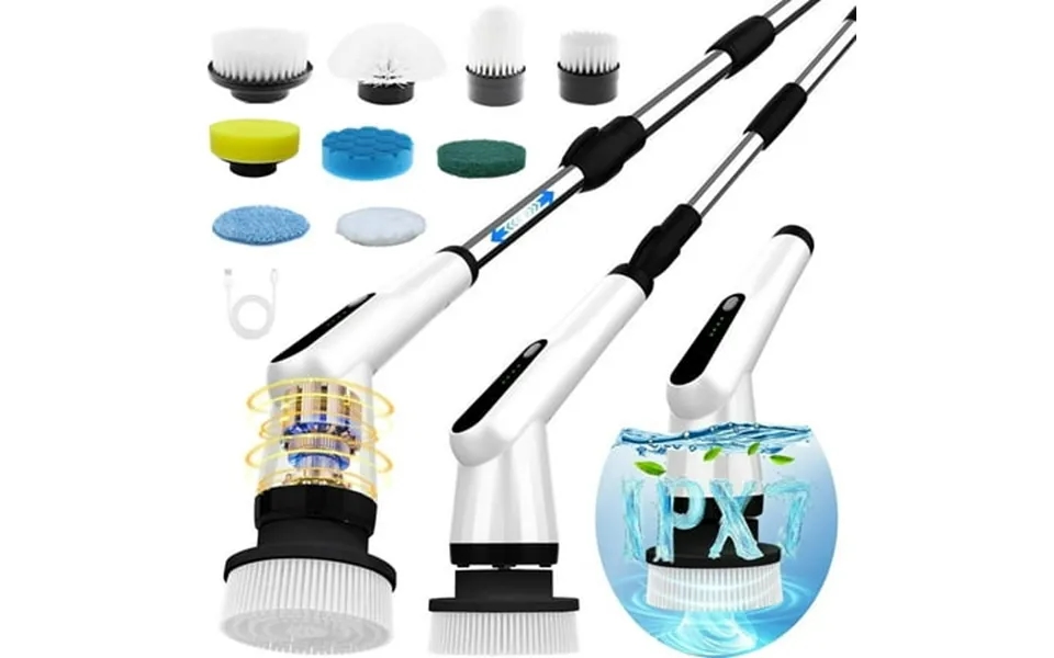 Aixiqee Cordless Electric Spin Scrubber With 9 Replaceable Heads - Long & Short Handle Power Scrubber For Bathroom Tile