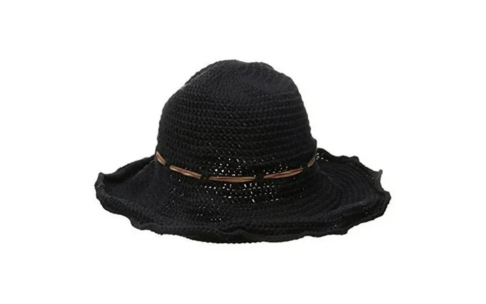 Ale By Alessandra Women S Nikki Retro Crochet Floppy Hat With Leather Trim Black One Size
