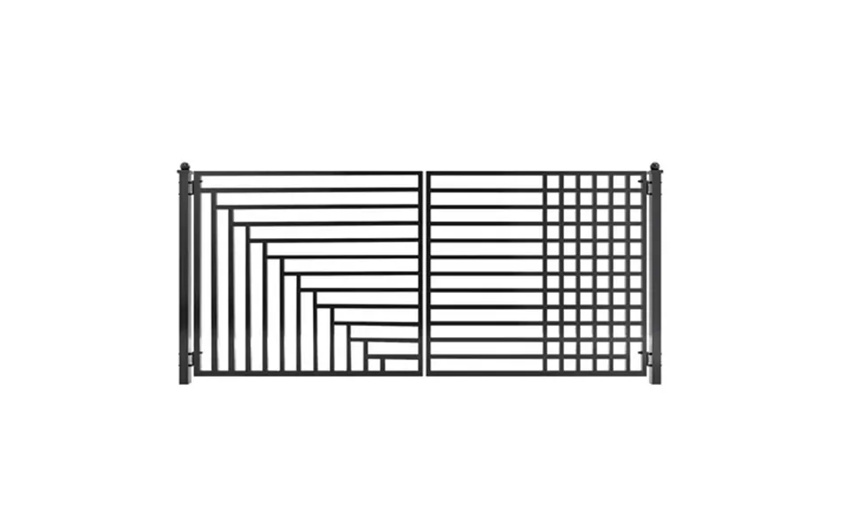 Aleko Yard Garden Modern Kyiv Style Dual Swing Steel Driveway Gate 16 Ft Black