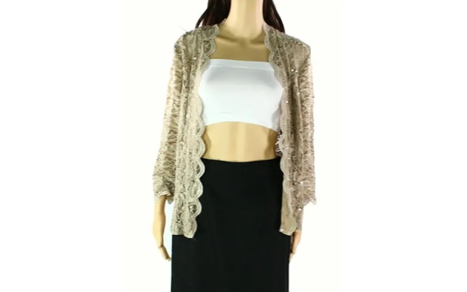 Alex Evenings New Beige Womens Size 14 Open Front Lace Shrug Sweater