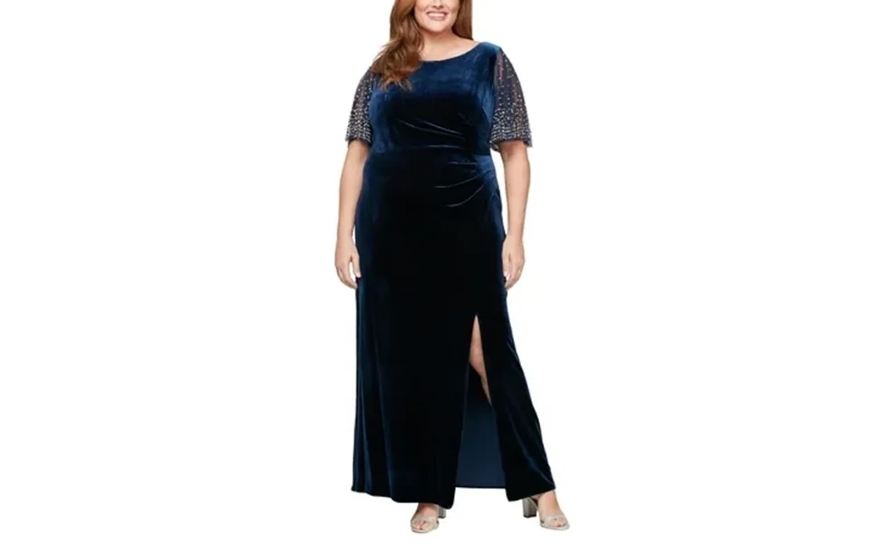 Alex Evenings Women S Plus Size Mother Of The Bride Dress Navy Velvet 20w