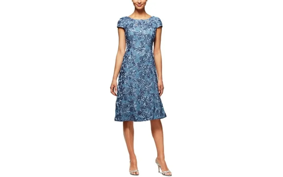 Alex Evenings Womens Lace Sequined Cocktail Dress