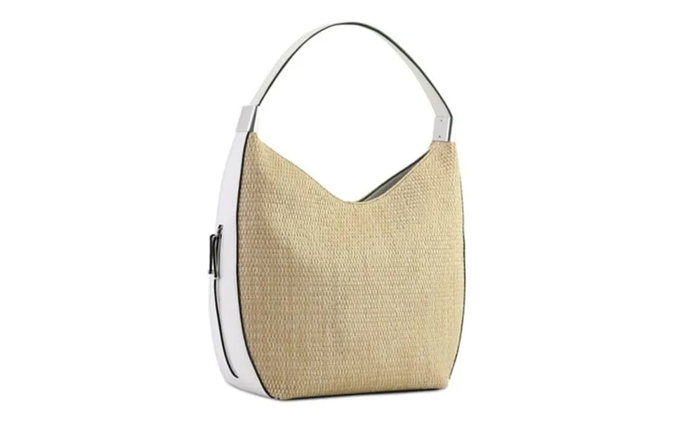 Alfani Women S Beige Bangle Feet Color Block Straw Silver-tone Hardware Single Strap Hobo Handbag Purse