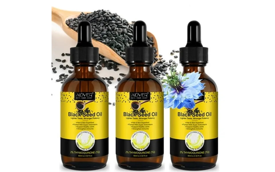 Aliver Organic Black Seed Oil 2oz 100% Virgin Cold Pressed Omega 3 6 9 Super Antioxidant For Immune Support Joints Diges