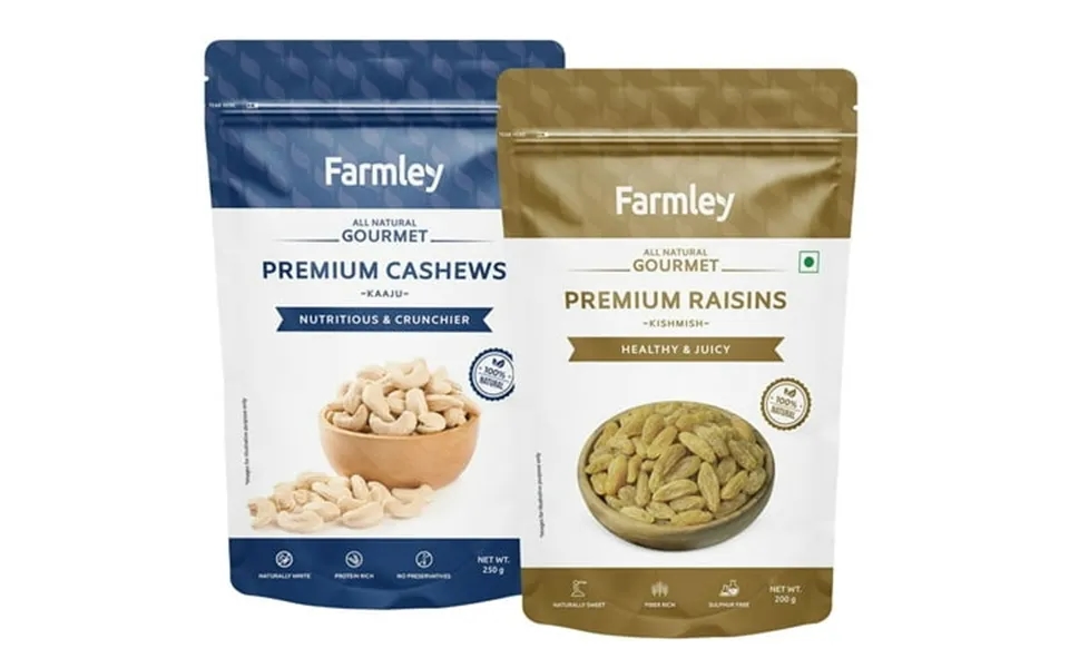 All Natural Gourmet Cashews Kaju Nuts By Farmley 250gm 8.8 Ounce Farmley Premium Raisins 200gm 7