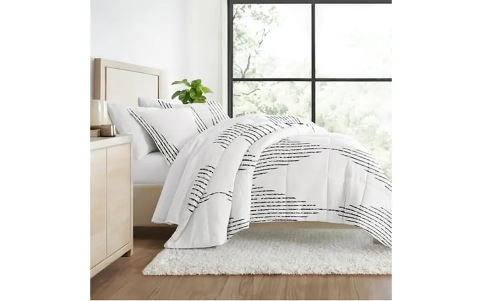 All Season Ultra Soft Comforter Set Down-alternative Bedding In Diamond Stripe For King Cal King By Comfort Canopy