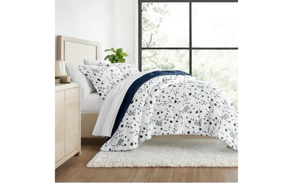 All Season Ultra Soft Comforter Set Lightweight Bedding In Pink Navy Floral For Full Queen Size By Comfort Canopy