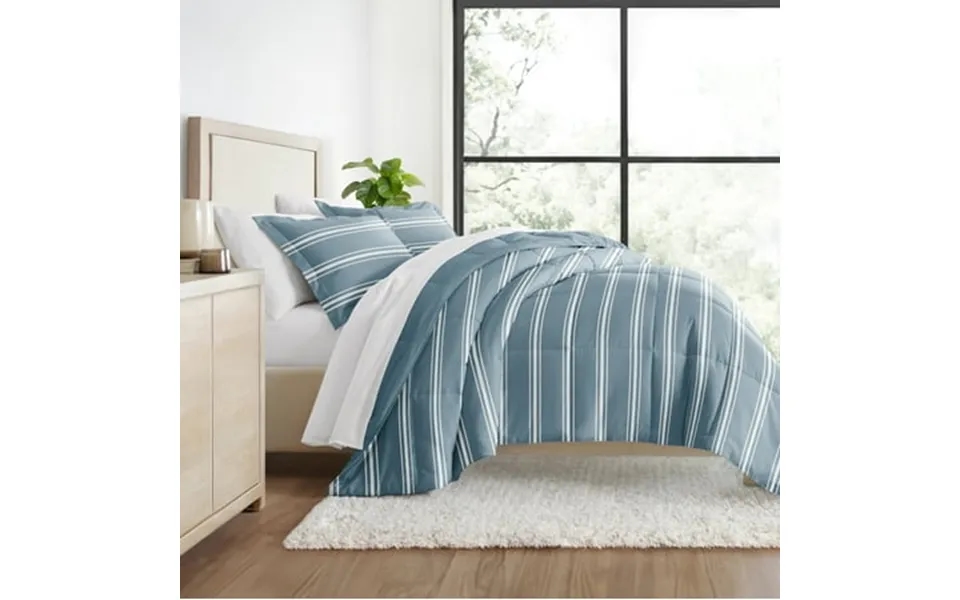 All Season Ultra Soft Comforter Set Lightweight Bedding In Soft Stripe For Full Queen Size By Comfort Canopy