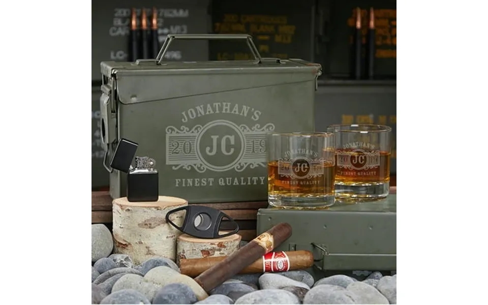 All The Vices Custom Marquee Ammo Box And Whiskey Glasses Gift Set