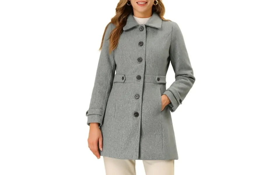 Allegra K Women S Classic Single Breasted Winter Long Trenchcoat With Pockets M Grey