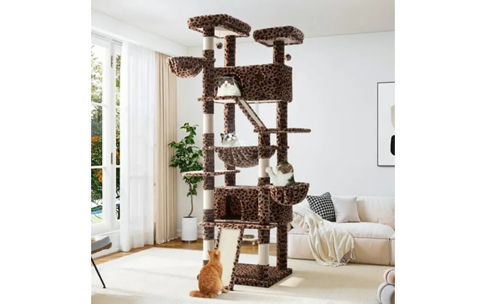 Allewie 81 Inches Multi-level Tall Cat Tree For Large Cat Cat Climbing Tree With Cat Condo And Hammock Scratching Post W