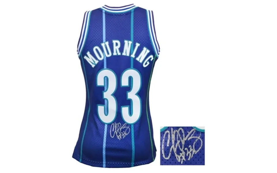 Alonzo Mourning Signed Charlotte Hornets Throwback 1994 Purple M&n Swingman Basketball Jersey