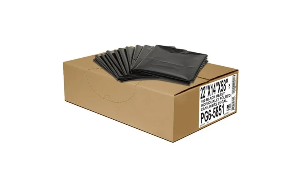 Aluf Plastics 50-55 Gal Black Heavy Duty Garbage Bags - 36 X 58