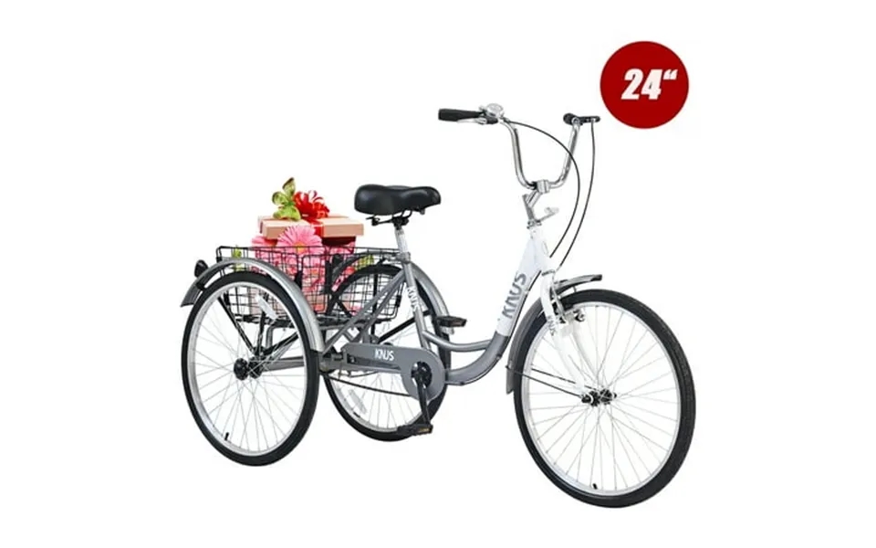 Ambifirner Adult Tricycle Trikes Tricycle For Adults 3-wheel Bikes 24 Inch Wheels Cruiser Bicycles With Large Shopping B