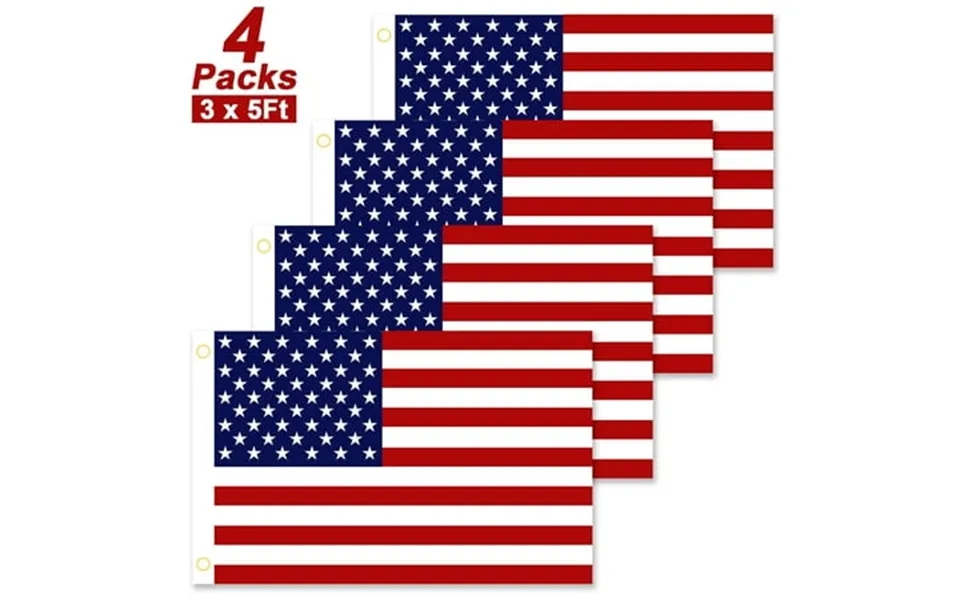 American Flag 4pack Printed Stars And Stripes Us Flag Polyester Brass Grommets Usa Flag For Indoor Outdoor Use 3x5ft