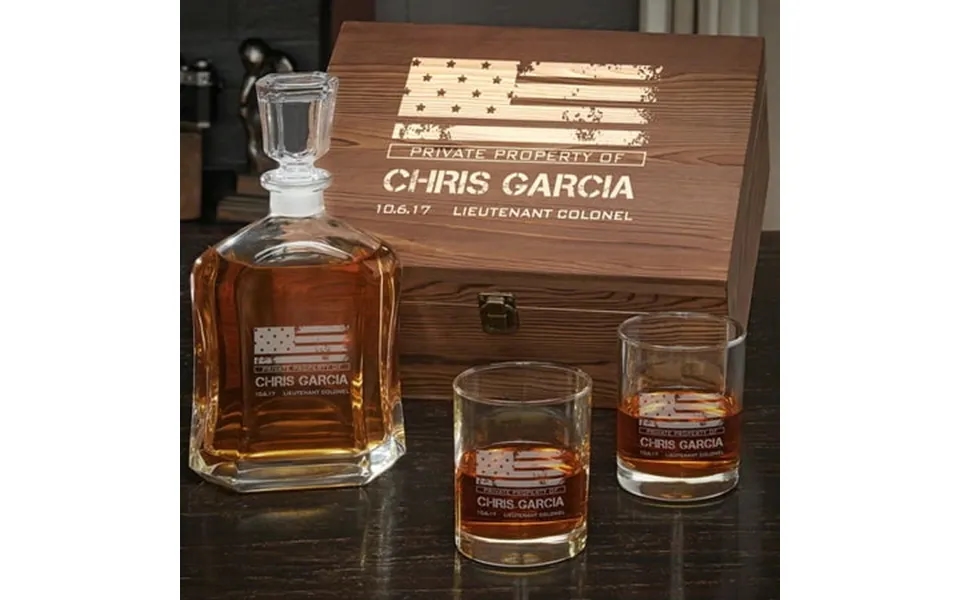 American Heroes Custom Argos Decanter Whiskey Gift Set With Eastham Glasses