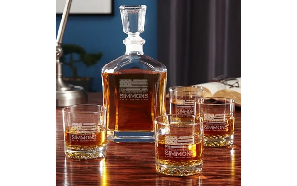 American Heroes Custom Whiskey Decanter Set With Glasses